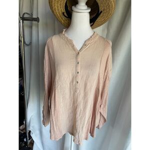 Lucky Brand Blush Pink Henley Top - Size Large